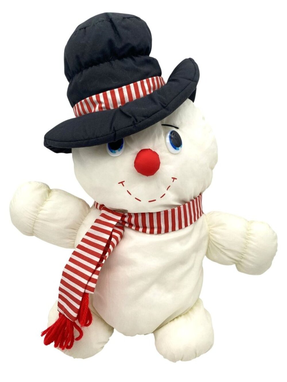 Dan Dee Plush Snowman Stuffed Toy Black Hat Striped Scarf Parachute Vintage 16"